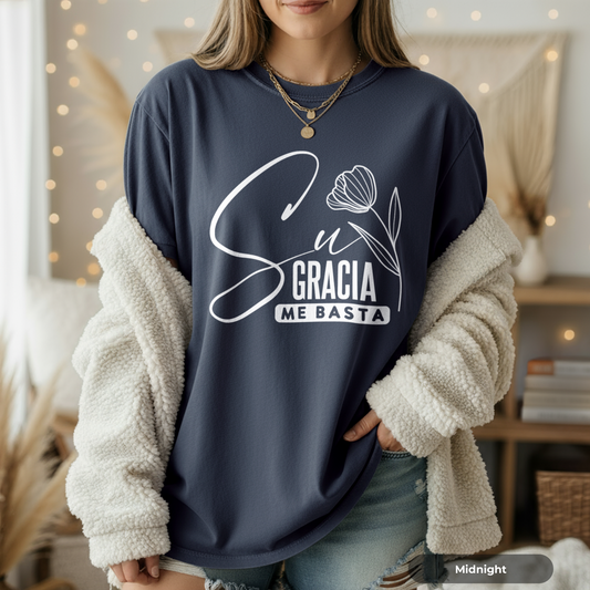 Camisa unisex con frase Tu gracia me basta